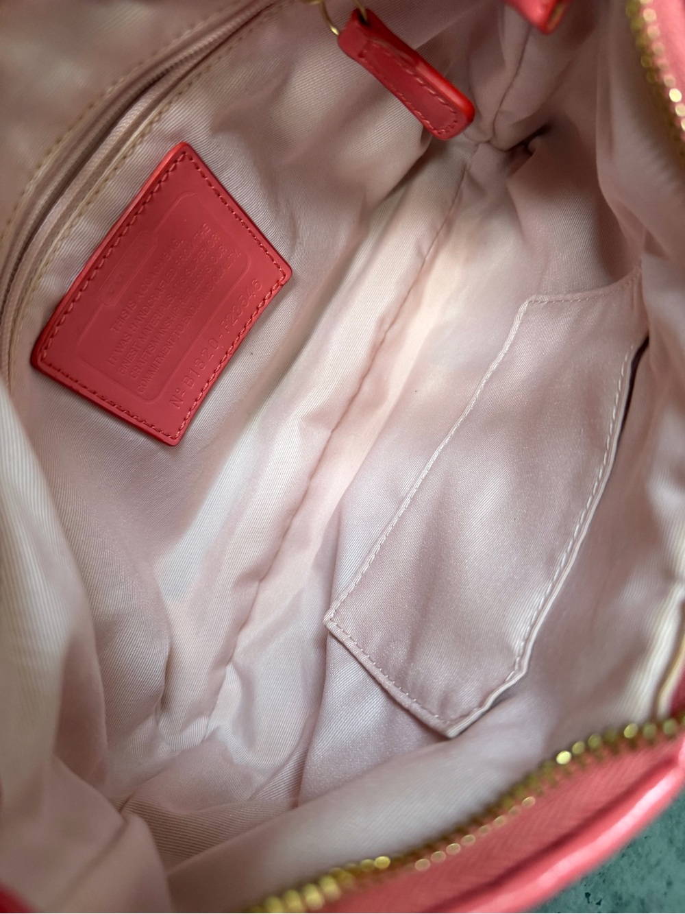 Coach Beige Signature Canvas Shoulder Bag with Pink Stripes - Picture 12 of 15